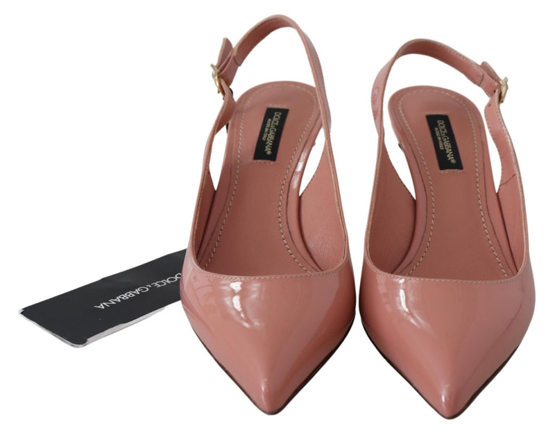 Pink Patent Leather Slingback Pumps Shoes - Avaz Shop