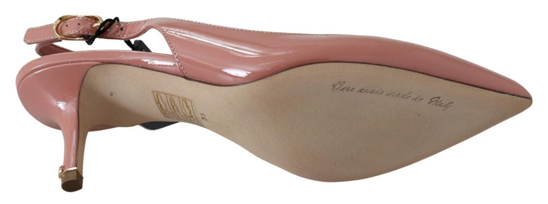 Pink Patent Leather Slingback Pumps Shoes - Avaz Shop